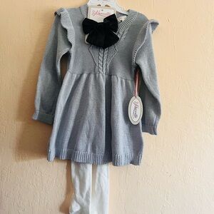 Nannette 3pc Light Gray Knit Sweater Dress
